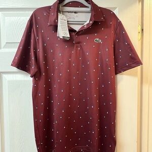 Lacoste Men's Burgundy Polo Shirt with Pattern